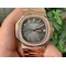 Nautilus-Jumbo-5711R-RG-PF-1-1-Best-Edition-Brown-Textured-Dial-Diamonds-Bezel-on-RG-Bracelet-A324-Clone Replica