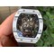 RM052-01-Tourbillon-PVD-White-Bezel-JBF-Best-Edition-Skeleton-Dial-on-Black-Rubber-Strap Replica