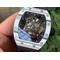 RM052-01-Tourbillon-PVD-White-Bezel-JBF-Best-Edition-Skeleton-Dial-on-Black-Rubber-Strap Replica