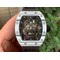 RM052-01-Tourbillon-PVD-White-Bezel-JBF-Best-Edition-Skeleton-Dial-on-Black-Rubber-Strap Replica