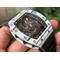 RM052-01-Tourbillon-PVD-White-Bezel-JBF-Best-Edition-Skeleton-Dial-on-Black-Rubber-Strap Replica