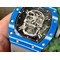 RM052-01-Tourbillon-PVD-Blue-Bezel-JBF-Best-Edition-Skeleton-Dial-on-Gray-Rubber-Strap Replica