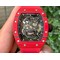 RM052-01-Tourbillon-PVD-Red-Bezel-JBF-Best-Edition-Skeleton-Dial-on-Red-Rubber-Strap Replica