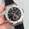 Classic-Fusion-Tourbillon-45mm-SS-Black-Dial-Crystal-Markers-on-Black-Gummy-Strap Replica