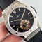 Classic-Fusion-Tourbillon-45mm-SS-Black-Dial-Crystal-Markers-on-Black-Gummy-Strap Replica