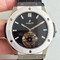 Classic-Fusion-Tourbillon-45mm-SS-Black-Dial-Crystal-Markers-on-Black-Gummy-Strap Replica