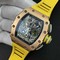 RM011-RG-Chrono-KVF-1-1-Best-Edition-Crystal-Dial-Black-on-Yellow-Rubber-Strap-7750-V3 Replica