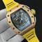 RM011-RG-Chrono-KVF-1-1-Best-Edition-Crystal-Dial-Black-on-Yellow-Rubber-Strap-7750-V3 Replica
