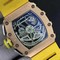 RM011-RG-Chrono-KVF-1-1-Best-Edition-Crystal-Dial-Black-on-Yellow-Rubber-Strap-7750-V3 Replica