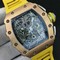 RM011-RG-Chrono-KVF-1-1-Best-Edition-Crystal-Dial-Black-on-Yellow-Rubber-Strap-7750-V3 Replica
