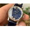 Happy-Sport-36mm-SS-OXF-1-1-Best-Edition-Diamonds-Bezel-Blue-Dial-on-Blue-Leather-Strap-A2892 Replica