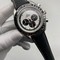 Omega-Speedmaster-Chrono-Black-White-on-Black-Leather-Strap Replica