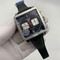 Tag-Heuer-Sliver-Case-Black-Dial-Chrono-on-Leather-Black-Strap Replica