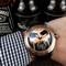 Coru-Babble-Case-Gold-Skull-on-Black-Leather-Strap Replica