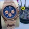 Audemars-Piguet-Royal-Oak-Chrono-Gold-Blue-Dial-Gold-High-Version Replica