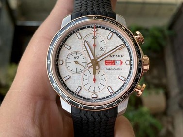 MILLE MIGLIA 168571 SS/RG V7F 1:1 BEST EDITION WHITE DIAL ON BLACK RUBBER STRAP 7750