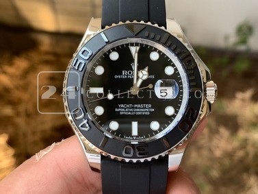 YACHT-MASTER 42MM 226659 GMF 1:1 BEST EDITION 3D BLACK CERAMIC BEZEL ON BLACK RUBBER STRAP SA3235