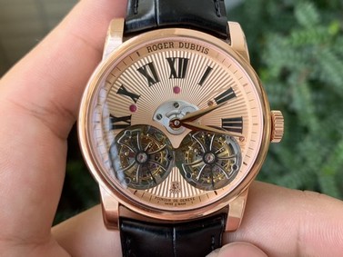 HOMMAGE DOUBLE FLYING TOURBILLON RG JBF GOLD DIAL ON BLACK CROCO LEATHER STRAP