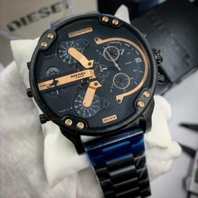 Diesel Full Black Gold Chrono on SS Strap
