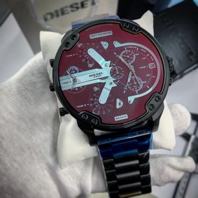 Diesel Full Black White Chrono Glass Chameleon Steel
