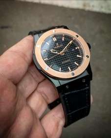 Hublot Big Bang Leather Strap Full Black Case Gold