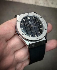 Hublot Big Bang Leather Strap Full Black Silver Case