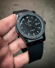 Hublot Big Bang Leather Strap Full Black Carbon Dial