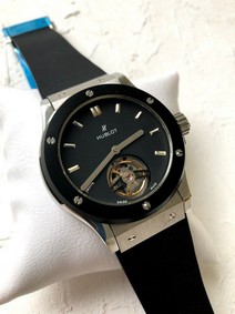 Hublot Tourbion Hight Version black Silver On Rubber Strap
