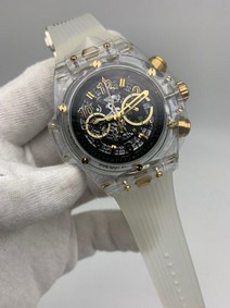 Hublot bang Glass black Gold Chrono Rubber Strap