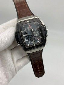 Hublot Spirit Black Chrono Hight Version on Brown Leather Strap