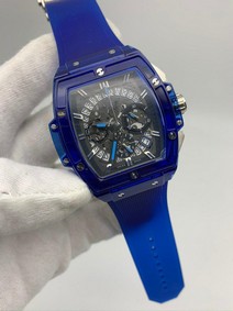 Hublot Spirit Bang silver Blue Glass Rubber Strap