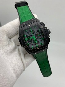 Hublot Spirit Black Green Chrono Hight Version on Green Leather Strap