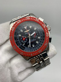 Breitling Navitimer Black Red Chrono High Version on SS Strap
