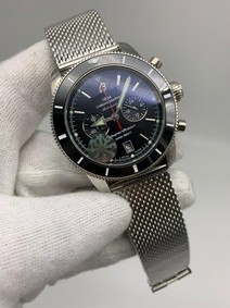Breitling Super Ochean Black Chrono High Version on Milan SS Strap