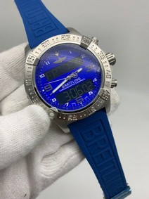 Breitling Navitimer Blue Chrono High Version on Blue Rubber Strap