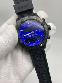 Breitling Blue Black Chrono High Version on Black Rubber Strap