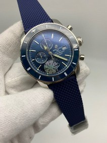 Breitling Super Ochean Blue Chrono High Version on Blue Rubber Strap