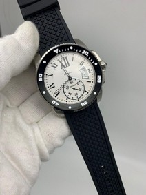 Cartier Classic Rome White Dial on Black Rubber Strap