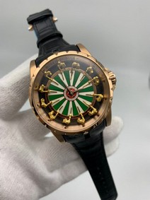 Roger Dubuis Gold Green Dial On Black Leather Strap High Version