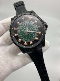 Roger Dubuis Black Dial On Black Leather Strap High Version