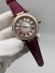 Frankc Muller Diamond Gold Red White Dial on Red Leather Strap