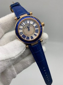 Frankc Muller Diamond Blue White Dial on Blue Leather Strap