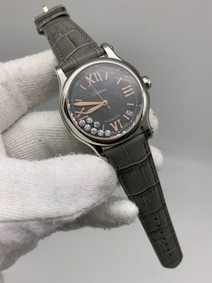 Chopard Diamond Grey Dial on Grey Leather Strap