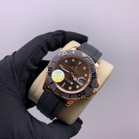 Rolers Chocolate Data on Black Rubber Strap