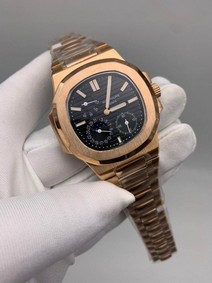 Patek Philippe Nautilus Black Dial Duble Chrono Gold