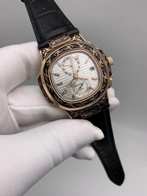 Patek Philippe Nautilus Engraved White Dial Duble Chrono