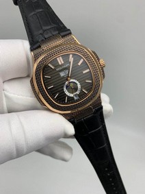 Patek Philippe Nautilus Engraved Black Dial Chrono High Version