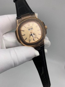 Patek Philippe Nautilus Engraved Gold Dial Chrono High Version