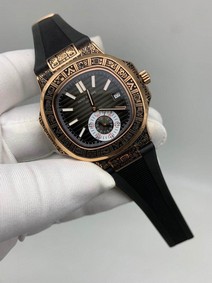 Patek Philippe Nautilus Engraved Black Dial Chrono High Version