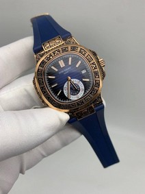Patek Philippe Nautilus Engraved Blue Dial Chrono High Version